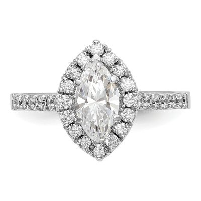 14K White Gold Lab-Grown Diamond Marquise Halo Engagement Ring Semi-Mount – view 5