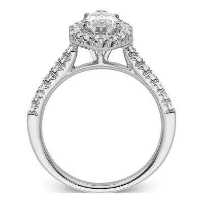 14K White Gold Diamond Marquise Halo Engagement Ring Semi-Mount – view 3