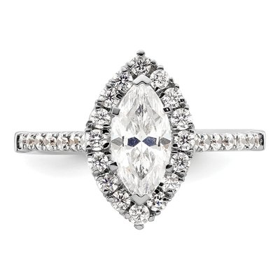 14K White Gold Diamond Marquise Halo Engagement Ring Semi-Mount – view 5