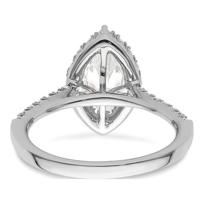 14K White Gold Diamond Marquise Halo Engagement Ring Semi-Mount – view 6