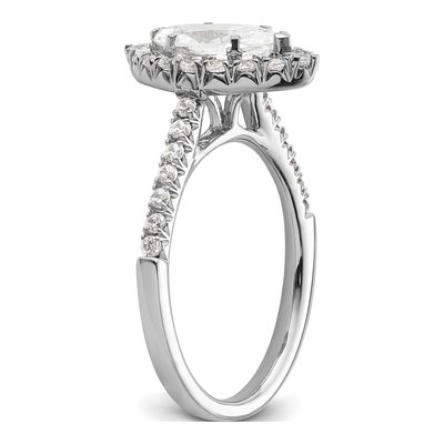 14K White Gold Diamond Marquise Halo Engagement Ring Semi-Mount – view 7