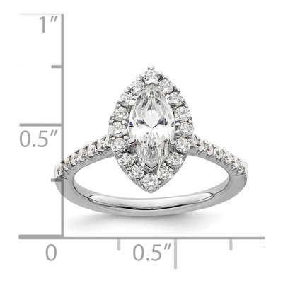 14K White Gold Diamond Marquise Halo Engagement Ring Semi-Mount – view 8