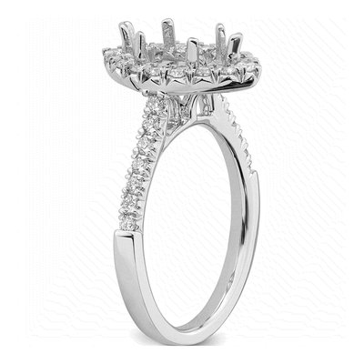 14K White Gold Diamond Marquise Halo Engagement Ring Semi-Mount – view 6