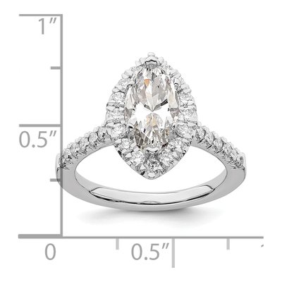 14K White Gold Diamond Marquise Halo Engagement Ring Semi-Mount – view 7