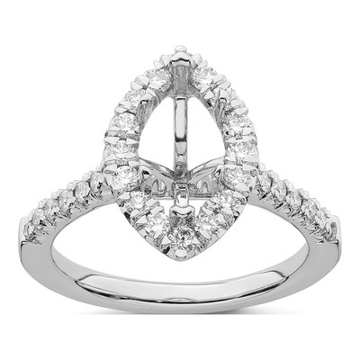 14K White Gold Diamond Marquise Halo Engagement Ring Semi-Mount – view 8