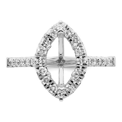 14K White Gold Lab-Grown Diamond Marquise Halo Engagement Ring Semi-Mount – view 5