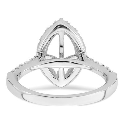 14K White Gold Lab-Grown Diamond Marquise Halo Engagement Ring Semi-Mount – view 6