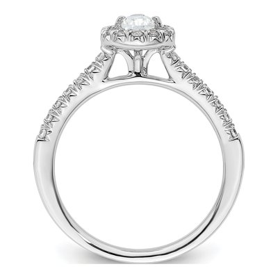 14K White Gold Diamond Pear Halo Engagement Ring Semi-Mount – view 3