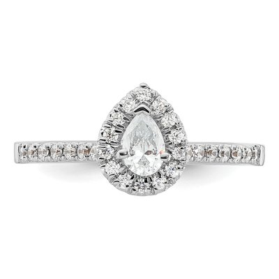 14K White Gold Diamond Pear Halo Engagement Ring Semi-Mount – view 5