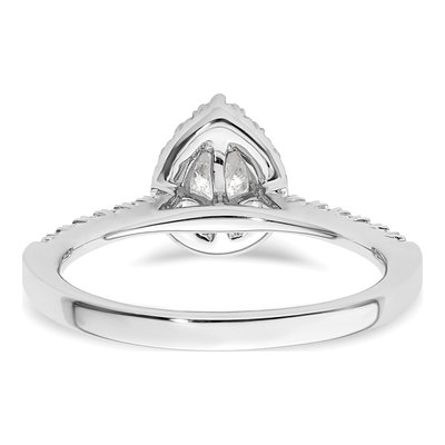 14K White Gold Diamond Pear Halo Engagement Ring Semi-Mount – view 6