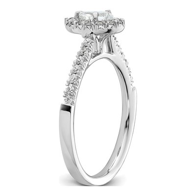 14K White Gold Diamond Pear Halo Engagement Ring Semi-Mount – view 7