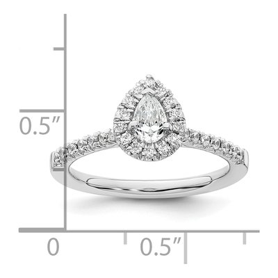 14K White Gold Diamond Pear Halo Engagement Ring Semi-Mount – view 8