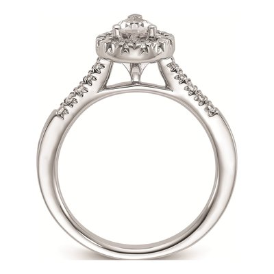 14K White Gold Diamond Halo Setting Engagement Ring Semi-Mount – view 3