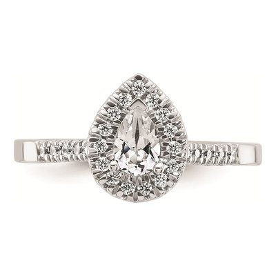 14K White Gold Diamond Halo Setting Engagement Ring Semi-Mount – view 5