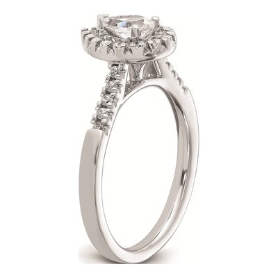 14K White Gold Diamond Halo Setting Engagement Ring Semi-Mount – view 7