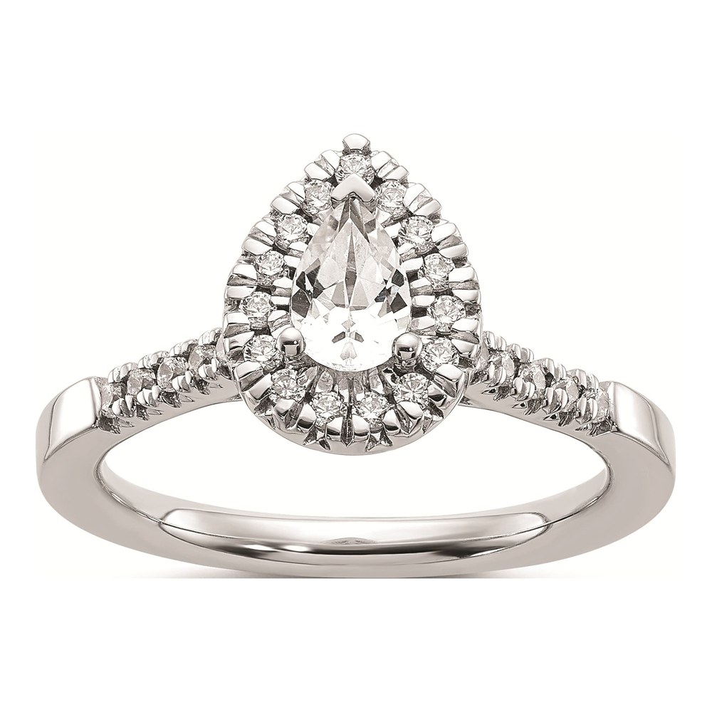 14K White Gold Diamond Halo Engagement Ring Setting