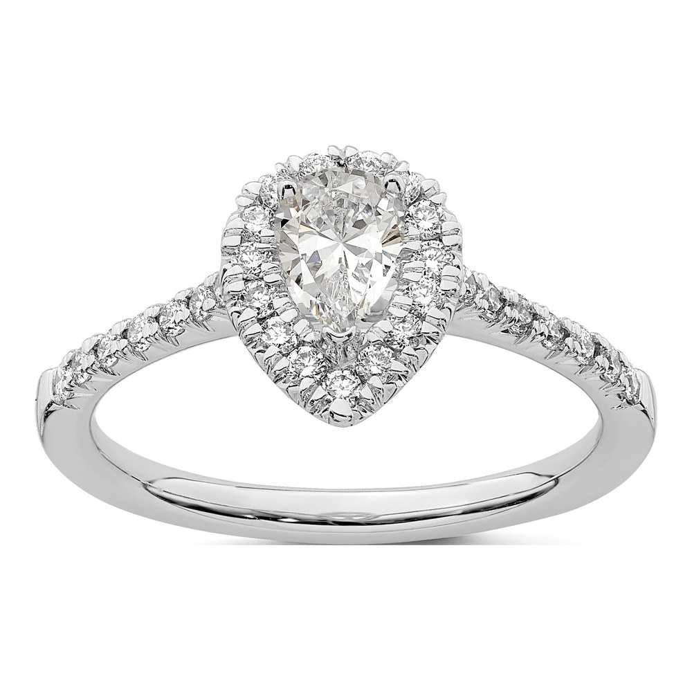 14K White Gold Lab-Grown Diamond Halo Engagement Ring Semi-Mount