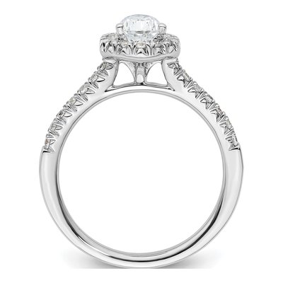 14K White Gold Lab-Grown Diamond Halo Setting Engagement Ring Semi-Mount – view 2