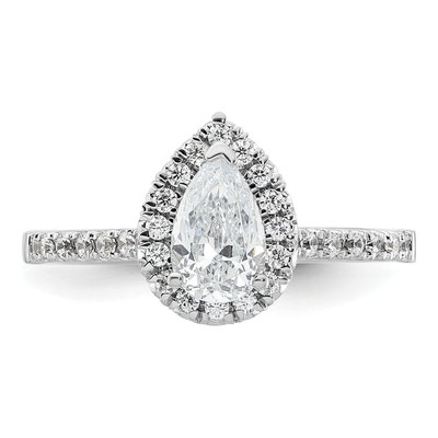 14K White Gold Lab-Grown Diamond Halo Setting Engagement Ring Semi-Mount – view 4