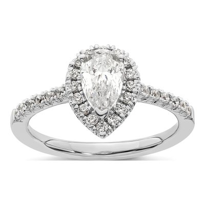 14K White Gold Lab-Grown Diamond Halo Setting Engagement Ring Semi-Mount – view 5