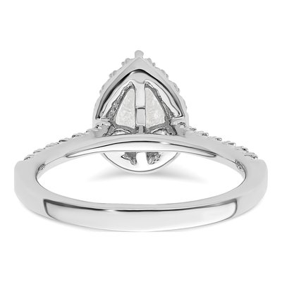 14K White Gold Lab-Grown Diamond Halo Setting Engagement Ring Semi-Mount – view 6