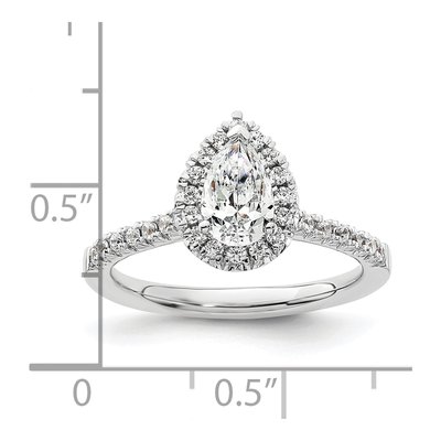 14K White Gold Lab-Grown Diamond Halo Setting Engagement Ring Semi-Mount – view 8