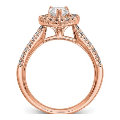 14K Rose Gold Diamond Pear Halo Engagement Ring Semi-Mount – view 2
