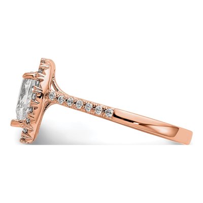 14K Rose Gold Diamond Pear Halo Engagement Ring Semi-Mount – view 4