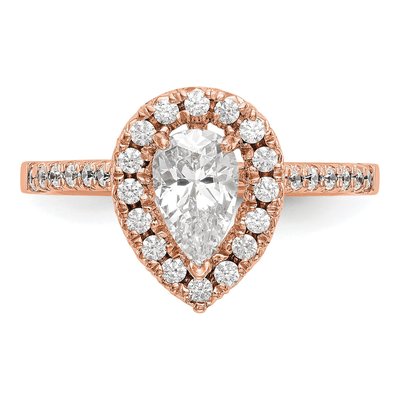 14K Rose Gold Diamond Pear Halo Engagement Ring Semi-Mount – view 5