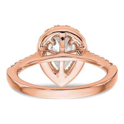 14K Rose Gold Diamond Pear Halo Engagement Ring Semi-Mount – view 6