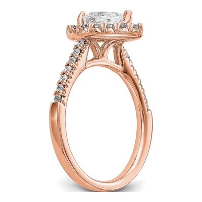 14K Rose Gold Diamond Pear Halo Engagement Ring Semi-Mount – view 7