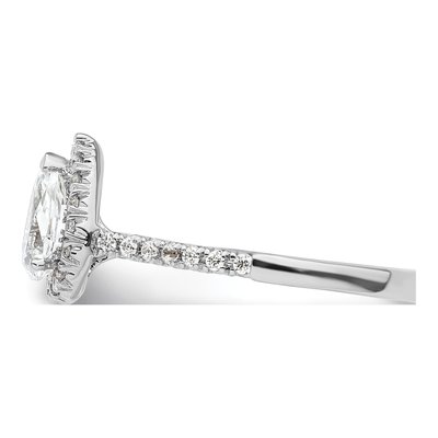14K White Gold Diamond Pear Halo Engagement Ring Semi-Mount – view 4