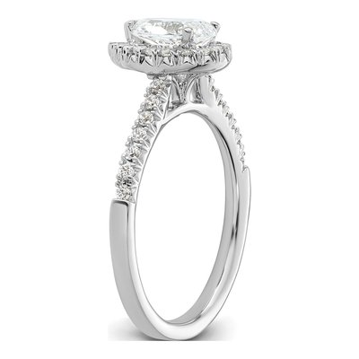 14K White Gold Diamond Pear Halo Engagement Ring Semi-Mount – view 7
