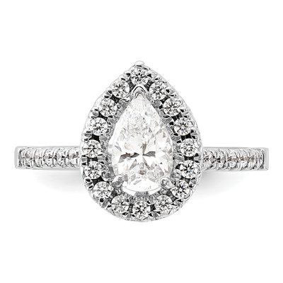 14K White Gold Diamond Halo Engagement Ring Semi-Mount – view 5