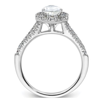 14K White Gold Diamond Pear Halo Engagement Ring Semi-Mount – view 3