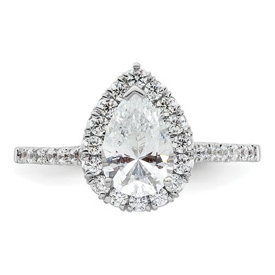 14K White Gold Diamond Pear Halo Engagement Ring Semi-Mount – view 5