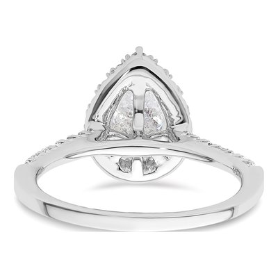 14K White Gold Diamond Pear Halo Engagement Ring Semi-Mount – view 6