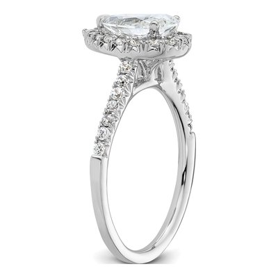 14K White Gold Diamond Pear Halo Engagement Ring Semi-Mount – view 7