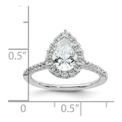 14K White Gold Diamond Pear Halo Engagement Ring Semi-Mount – view 8