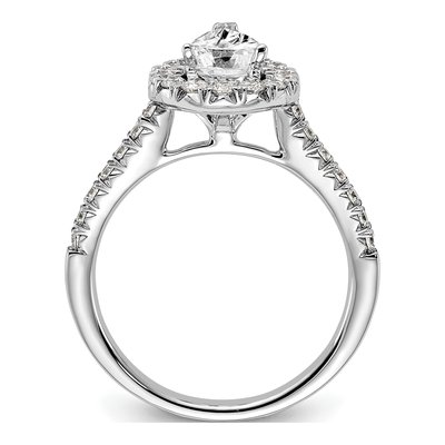 14K White Gold Lab-Grown Diamond Pear Halo Engagement Ring Semi-Mount – view 3