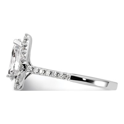 14K White Gold Lab-Grown Diamond Pear Halo Engagement Ring Semi-Mount – view 4