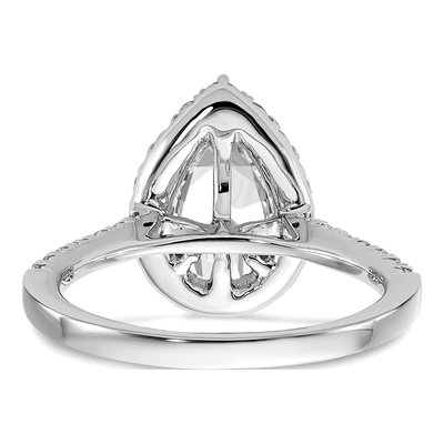 14K White Gold Lab-Grown Diamond Pear Halo Engagement Ring Semi-Mount – view 6