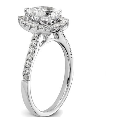14K White Gold Lab-Grown Diamond Pear Halo Engagement Ring Semi-Mount – view 7