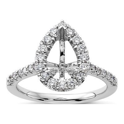 14K White Gold Lab-Grown Diamond Pear Halo Engagement Ring Semi-Mount – view 8