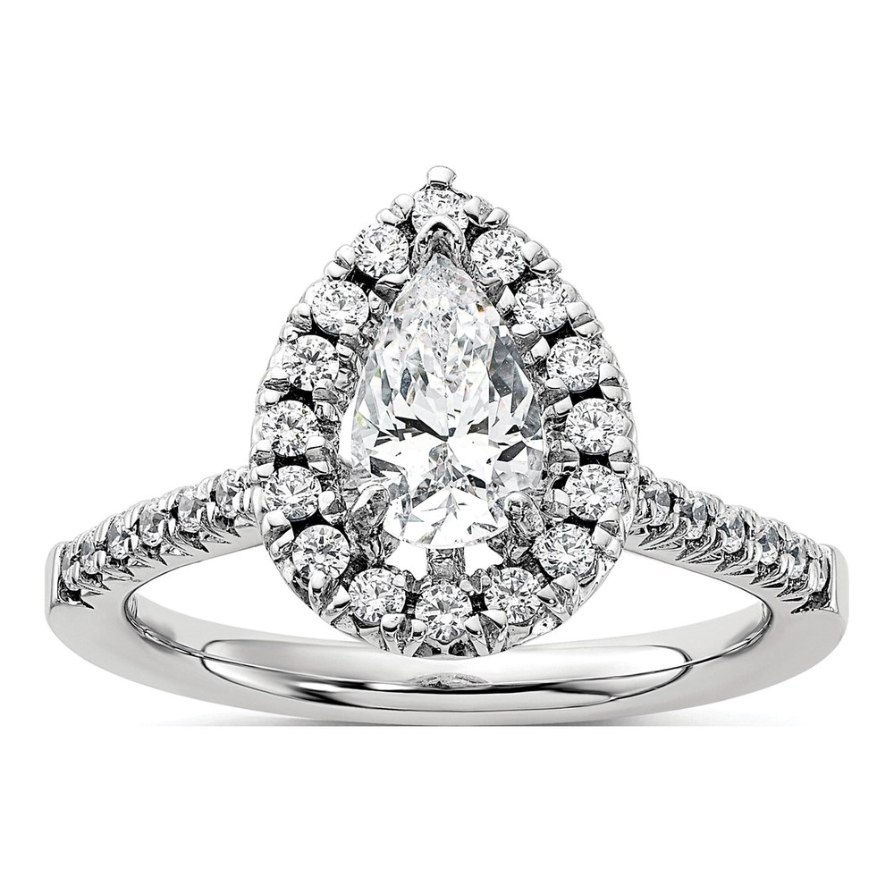 14K White Gold Rhodium-Plated 1.5ct. Pear Diamond Ring Mounting