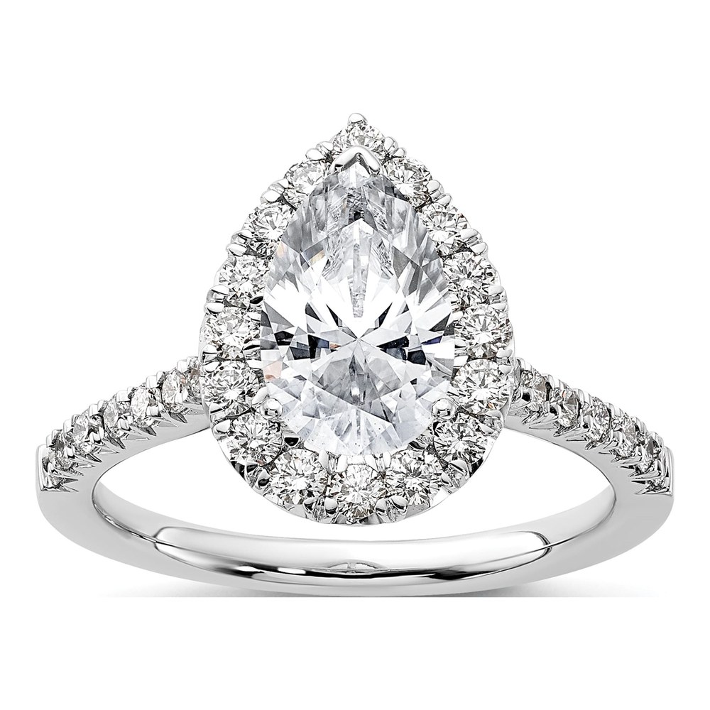 14K White Gold Halo Diamond Semi-Mount Ring