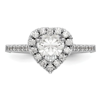 14K White Gold Heart Halo Ring Mounting – view 5