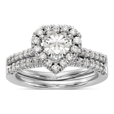 14K White Gold Heart Halo Ring Mounting – view 8
