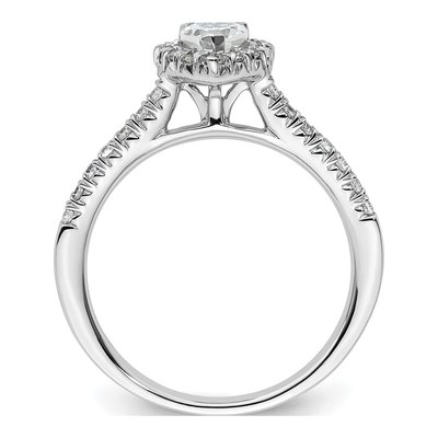 14K White Gold Diamond Heart Halo Engagement Ring Semi-Mount – view 2