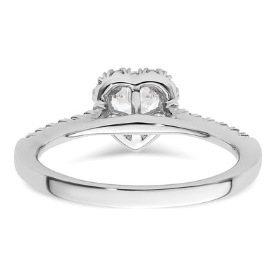 14K White Gold Diamond Heart Halo Engagement Ring Semi-Mount – view 4